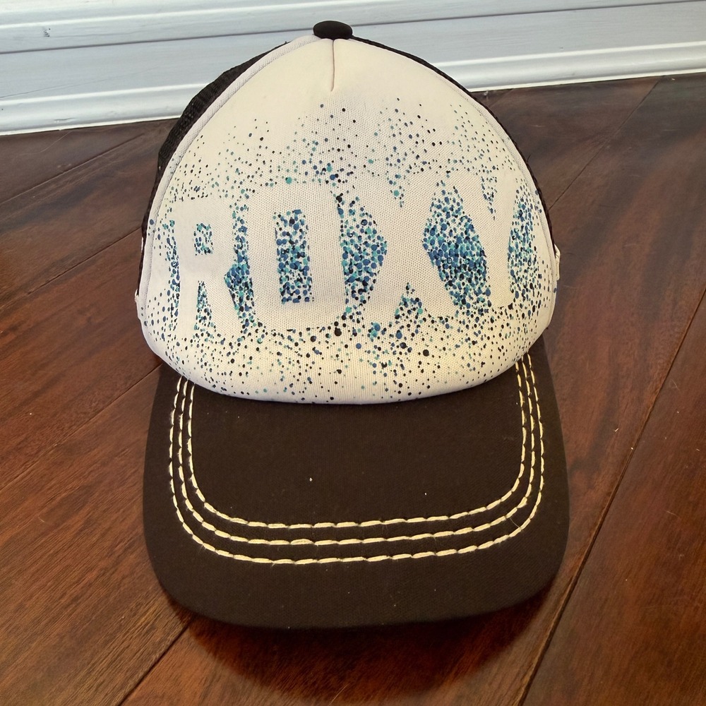 Roxy Trucker Hat Surf Snapback Blue Splatter Logo Mesh Cap Women's One Size